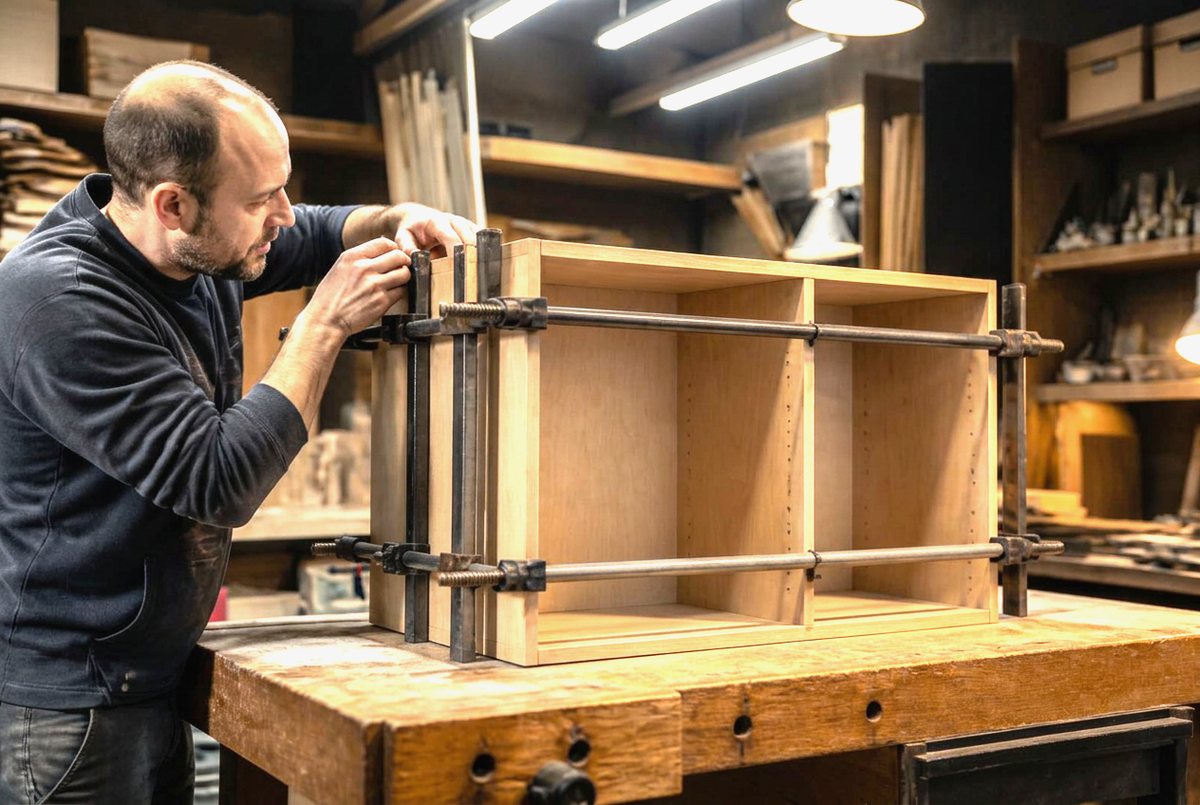 Commercial joinery being built up on the bench in Croydon