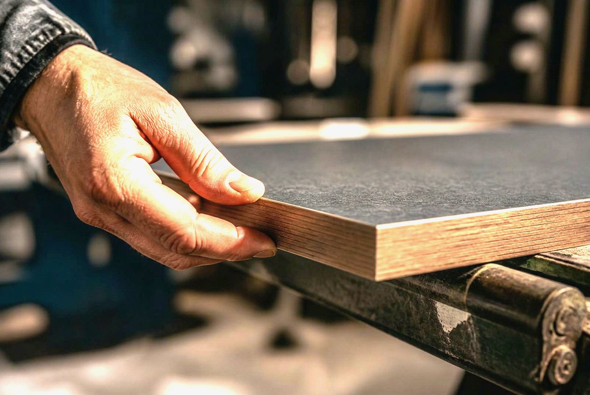 Edge banding applied to a cabinet part