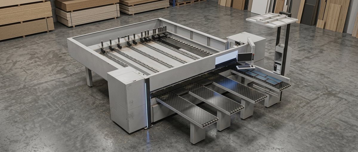 The HOMAG beam saw cutting a full sheet in the Croydon workshop