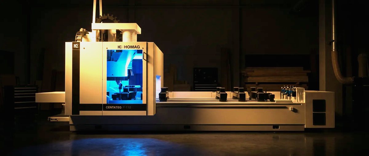 HOMAG CENTATEQ P-110 five-axis CNC machining centre in the Painted workshop
