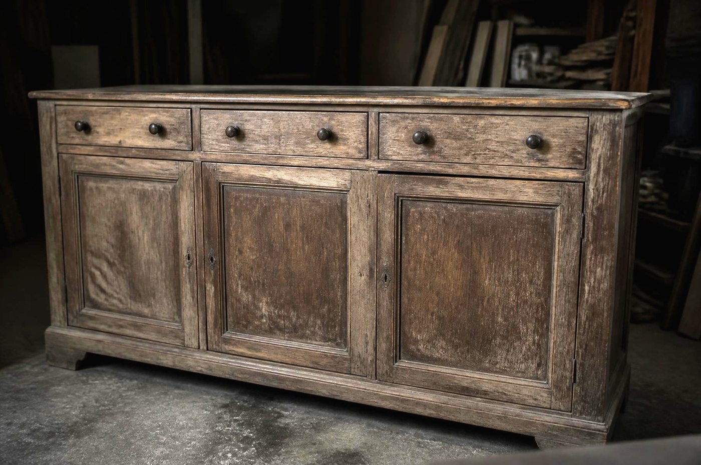 Chipped sideboard before respraying