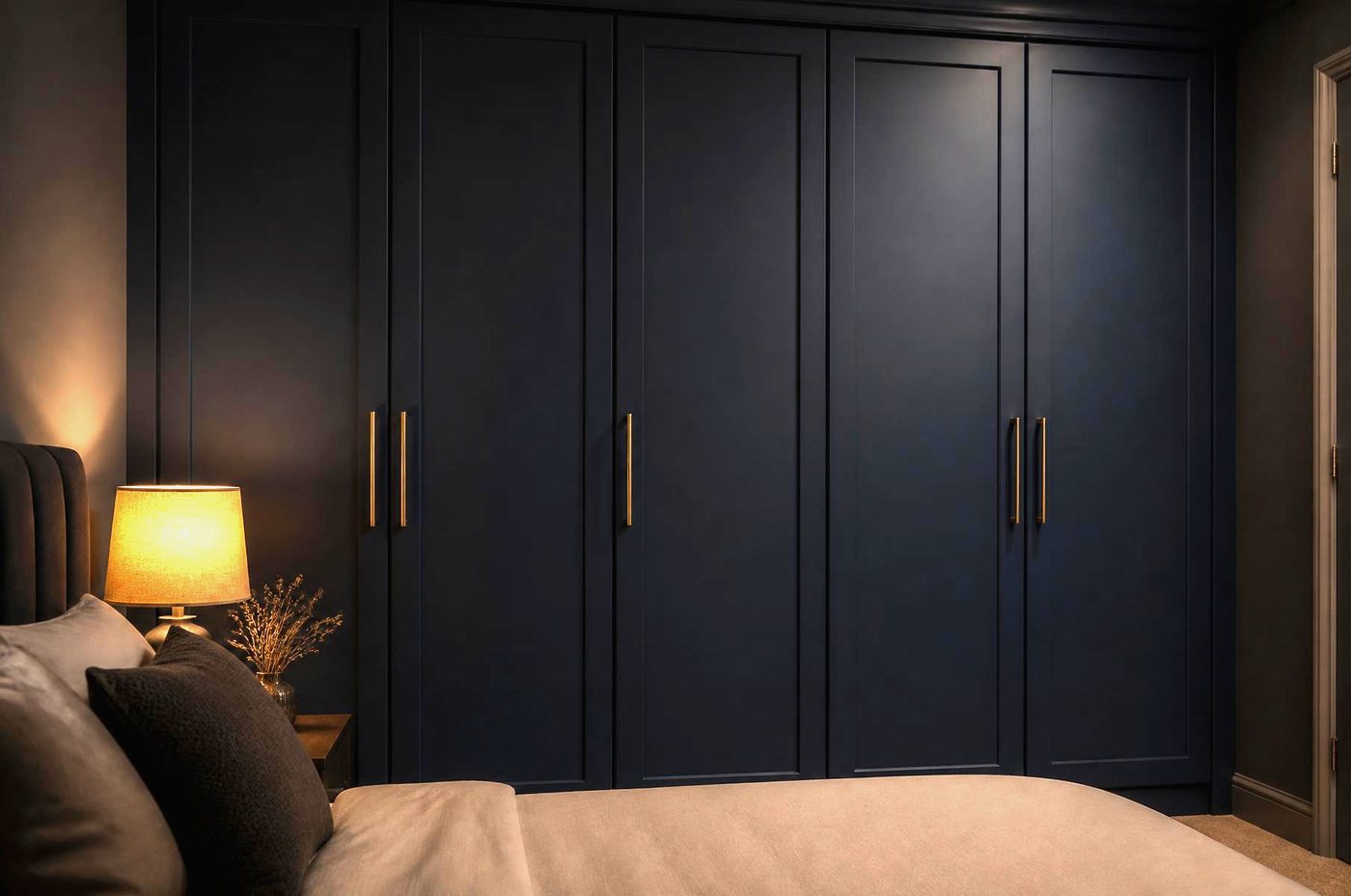 The same wall with sprayed fitted wardrobes