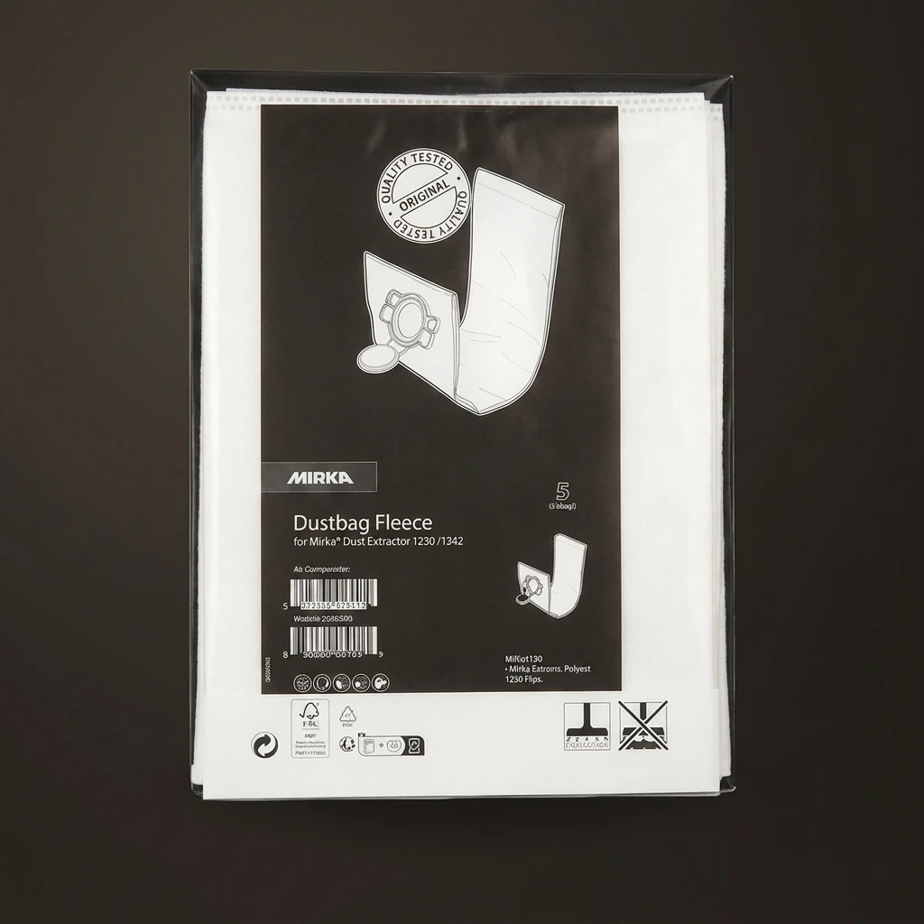 Mirka Dustbag Fleece for DE 1230/1242, 5x Pack