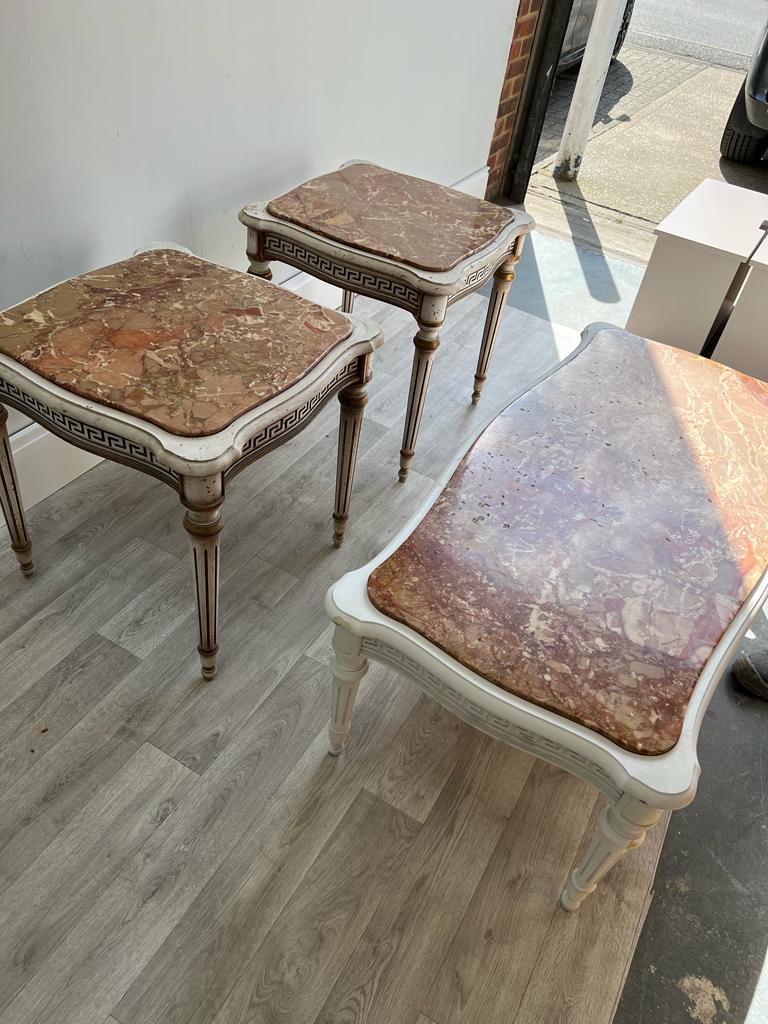 Marble top coffee table deals and end tables